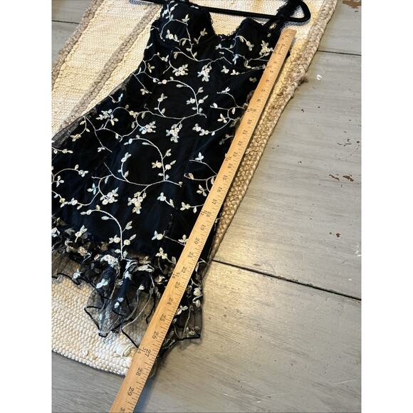 NWT Dolls Kill Protected Aura Slip Dress Black Embroidered Flowers Goth Sz M - Picture 7 of 12